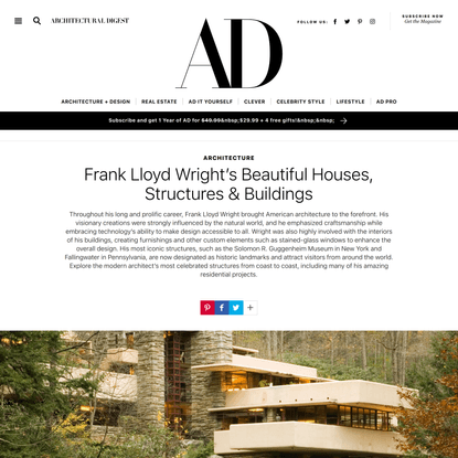 Frank Lloyd Wright’s Beautiful Houses, Structures &amp; Buildings | Architectural Digest