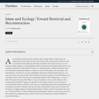 Islam and Ecology: Toward Retrieval and Reconstruction