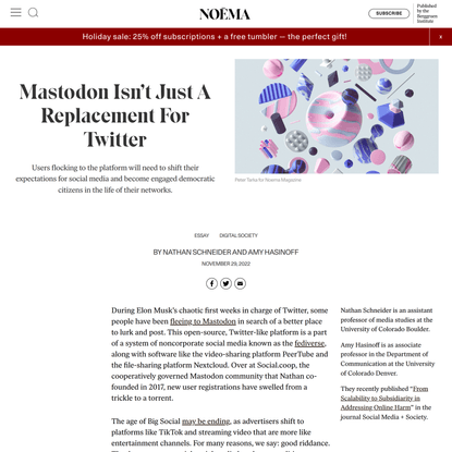 Mastodon Isn’t Just A Replacement For Twitter | NOEMA