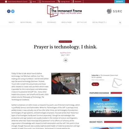 Prayer is technology. I think.