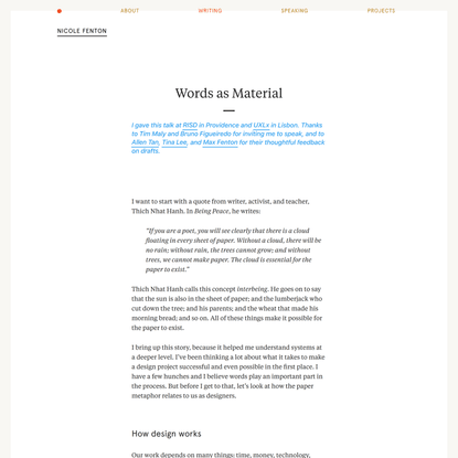 Words as Material