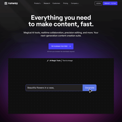 Runway - Next-generation creation suite | Everything you need to make content, fast.