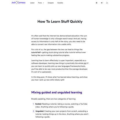How To Learn Stuff Quickly
