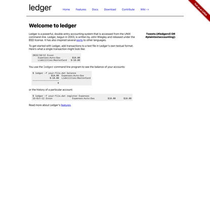ledger, a powerful command-line accounting system