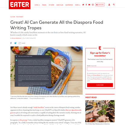 Great! AI Can Generate All the Diaspora Food Writing Tropes
