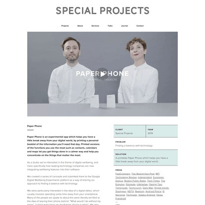 Special Projects - Special Projects | Paper Phone