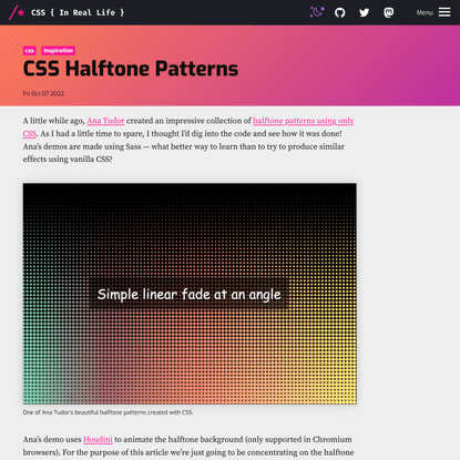 CSS { In Real Life } | CSS Halftone Patterns