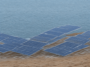 Near a coast, calm but near close to the city Wood and glass solar direct sunlight motion blur