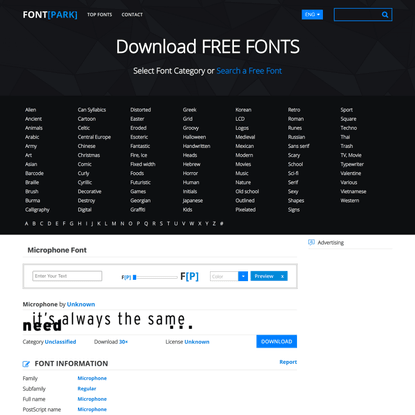 Microphone Font | FontPark.com