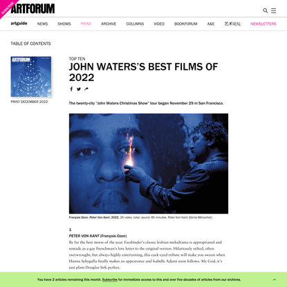 JOHN WATERS’S BEST FILMS OF 2022