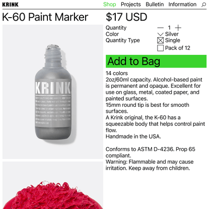 Buy K 60 Squeezable Paint Marker Online | Krink