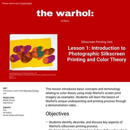 Lesson 1: Introduction to Photographic Silkscreen Printing and Color Theory | The Andy Warhol Museum