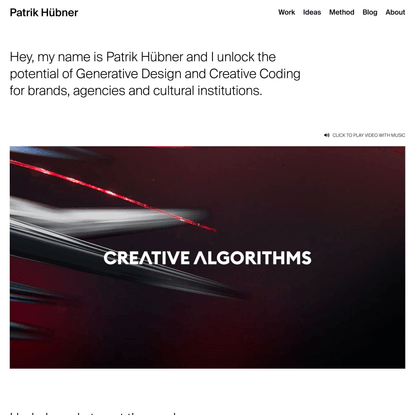 Patrik Hübner - Generative Design and Creative Coding for brands and agencies