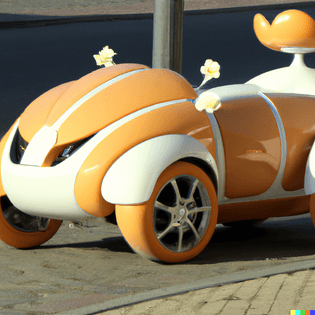 dall-e-2022-12-20-00.28.49-photography-of-a-light-yellow-and-light-orange-frog-shaped-futuristic-car-with-flower-shaped-whee...
