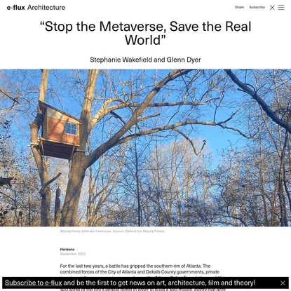 "Stop the Metaverse, Save the Real World" - Architecture - e-flux