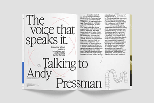 Spread from Issue 03, interview by editor Raf Rennie (@lessthannil) with Andy Pressman (@andypressman). Available at store.talk-is.cheap