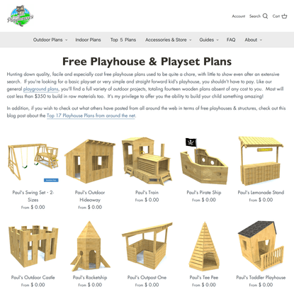 Free Playhouse &amp; Playset Plans