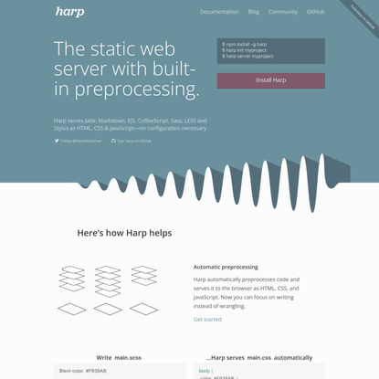 Harp, the static web server with built-in preprocessing