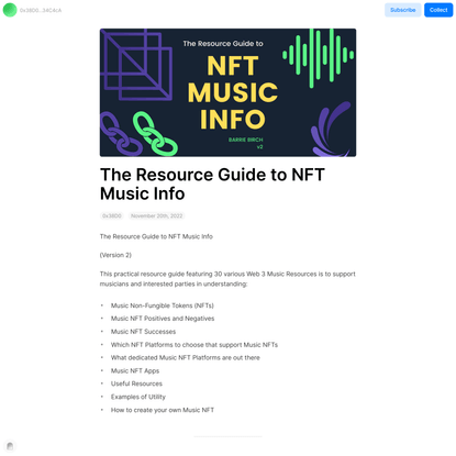 the resource guide to nft music info. Featuring 30 various web 3 resources for music nft’s and web 3 music