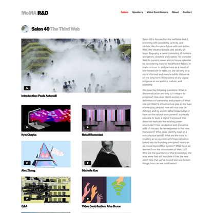 MoMA R&D | Salon 40: The Third Web