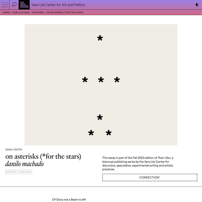 on asterisks (*for the stars) | Vera List Center