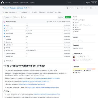 GitHub - etunni/Graduate-Variable-Font: Variable Font Project