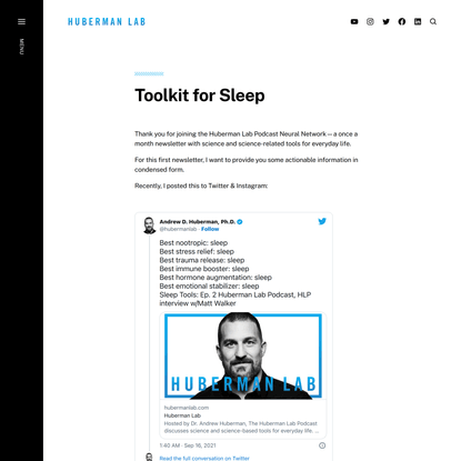 Toolkit for Sleep