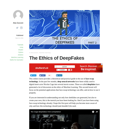 The Ethics of DeepFakes - Alan Zucconi