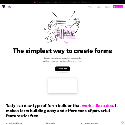 Free Online Form Builder | Tally