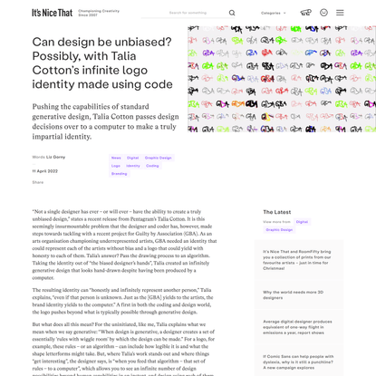 Can design be unbiased? Possibly, with Talia Cotton’s infinite logo identity made using code