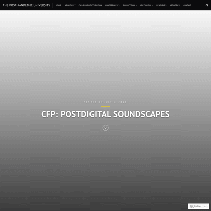 CfP: Postdigital Soundscapes