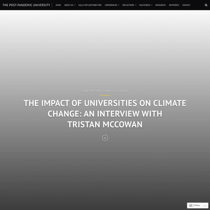 The impact of universities on climate change: an interview with Tristan McCowan