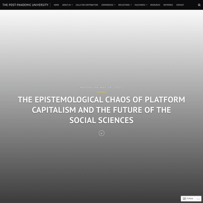 The epistemological chaos of platform capitalism and the future of the social sciences