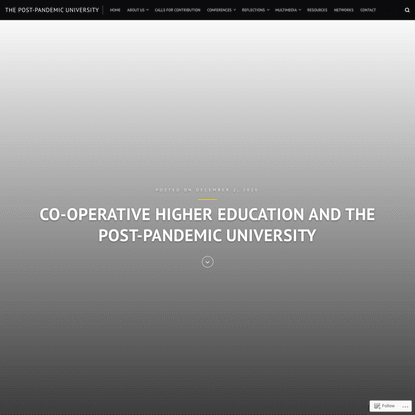 Co-operative Higher Education and the post-pandemic university