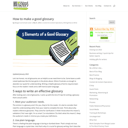 How to make a good glossary - The Word Factory