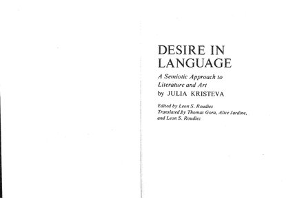 Kristeva's 'The Bounded Text' from Desire in Language