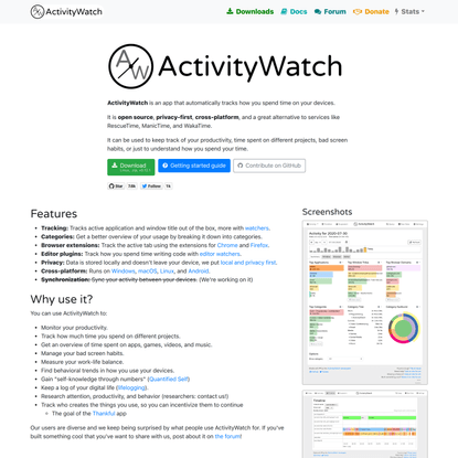ActivityWatch - Open-source time tracker