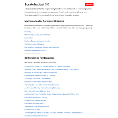 Scratchapixel 3.0, Learn Computer Graphics Programming