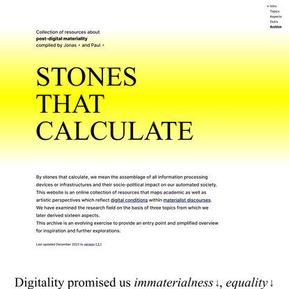 Stones that calculate — Post-digital materiality