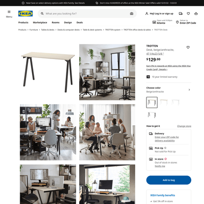 TROTTEN Desk, beige/anthracite, 471/4x235/8″ - IKEA