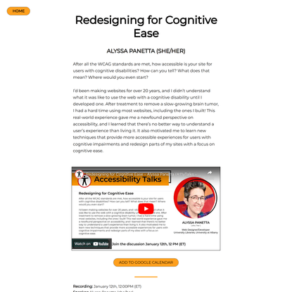 Redesigning for Cognitive Ease - A11yTalks