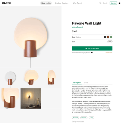 Pavone Wall Light by Viviana Degrandi on Gantri®