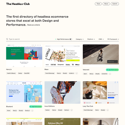 The Headless Club - A curated selection of the best headless ecommerce stores.