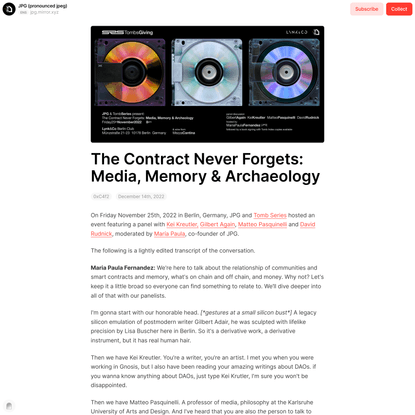 The Contract Never Forgets: Media, Memory &amp; Archaeology