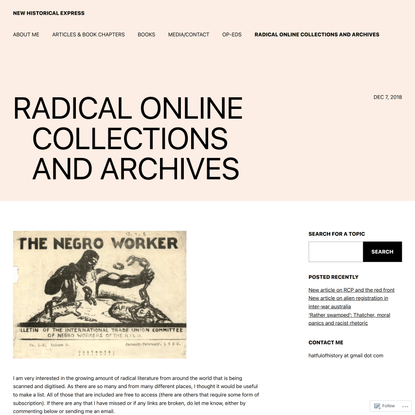 radical online collections and archives – New Historical Express