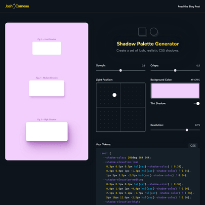 CSS Shadow Palette Generator