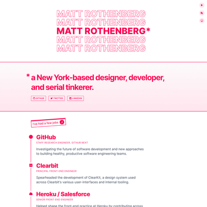 Matt Rothenberg is a Designer and Front-End Developer based in New York