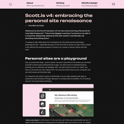 Scott.is v4: embracing the personal site renaissance – Scott Riley