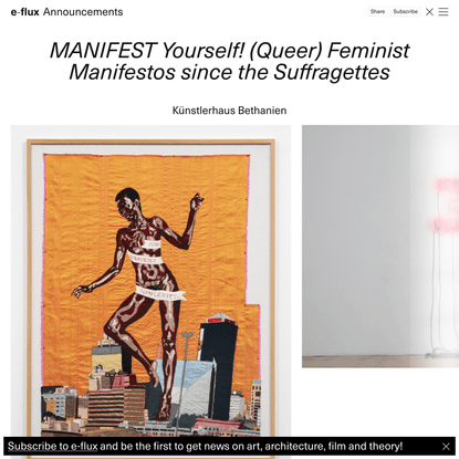 MANIFEST Yourself! (Queer) Feminist Manifestos since the Suffragettes - Announcements - e-flux
