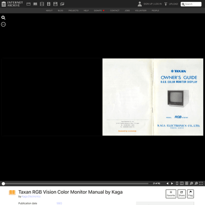 Taxan RGB Vision Color Monitor Manual by Kaga : Kaga Electronics : Free Download, Borrow, and Streaming : Internet Archive